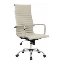 LeisureMod HOT19TL Harris High-Back Ribbed Design Leatherette Office Chair