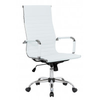 LeisureMod HOT19WL Harris High-Back Ribbed Design Leatherette Office Chair