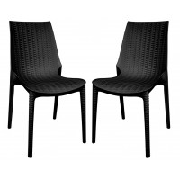 LeisureMod KC19BL2 Kent Outdoor Dining Chair, Set of 2