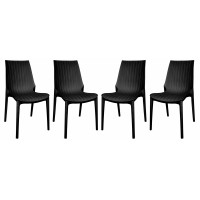 LeisureMod KC19BL4 Kent Outdoor Dining Chair, Set of 4