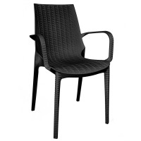 LeisureMod KCA21BL Kent Outdoor Dining Arm Chair