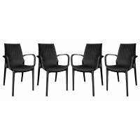 LeisureMod KCA21BL4 Kent Outdoor Dining Arm Chair, set of 4