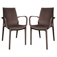 LeisureMod KCA21BR2 Kent Outdoor Dining Arm Chair, Set of 2