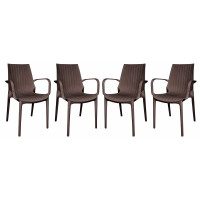 LeisureMod KCA21BR4 Kent Outdoor Dining Arm Chair, set of 4