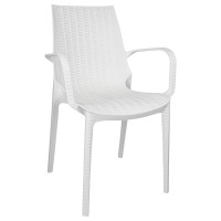 LeisureMod KCA21W Kent Outdoor Dining Arm Chair