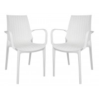 LeisureMod KCA21W2 Kent Outdoor Dining Arm Chair, Set of 2