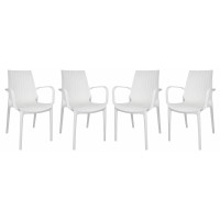 LeisureMod KCA21W4 Kent Outdoor Dining Arm Chair, set of 4