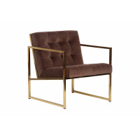 LeisureMod LA18BR Lexington Tufted Velvet Accent Armchair With Gold Frame