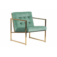 LeisureMod LA18BU Lexington Tufted Velvet Accent Armchair With Gold Frame