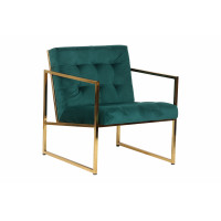 LeisureMod LA18G Lexington Tufted Velvet Accent Armchair With Gold Frame
