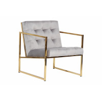 LeisureMod LA18GR Lexington Tufted Velvet Accent Armchair With Gold Frame