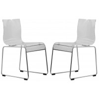 LeisureMod LC19CL2 Lima Modern Acrylic Chair, Set of 2