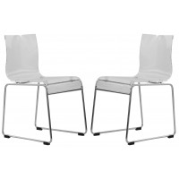 LeisureMod LC19CL2 Lima Modern Acrylic Chair, Set of 2