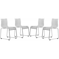 LeisureMod LC19CL4 Lima Modern Acrylic Chair, Set of 4