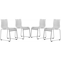 LeisureMod LC19CL4 Lima Modern Acrylic Chair, Set of 4