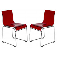 LeisureMod LC19TR2 Lima Modern Acrylic Chair, Set of 2