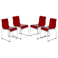 LeisureMod LC19TR4 Lima Modern Acrylic Chair, Set of 4