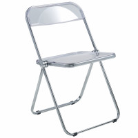 LeisureMod LF19CL Lawrence Acrylic Folding Chair With Metal Frame