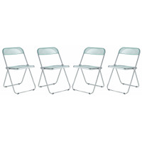 LeisureMod LF19G4 Lawrence Acrylic Folding Chair With Metal Frame, Set of 4