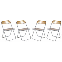 LeisureMod LF19OR4 Lawrence Acrylic Folding Chair With Metal Frame, Set of 4