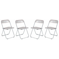 LeisureMod LF19PK4 Lawrence Acrylic Folding Chair With Metal Frame, Set of 4