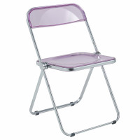 LeisureMod LF19PU Lawrence Acrylic Folding Chair With Metal Frame