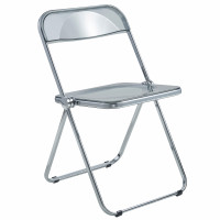 LeisureMod LF19TBL Lawrence Acrylic Folding Chair With Metal Frame