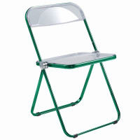 LeisureMod LFCL19G Lawrence Acrylic Folding Chair With Green Metal Frame