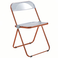 LeisureMod LFCL19OR Lawrence Acrylic Folding Chair With Orange Metal Frame