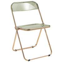 LeisureMod LFG19A Lawrence Acrylic Folding Chair With Gold Metal Frame