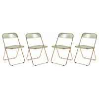 LeisureMod LFG19A4 Lawrence Acrylic Folding Chair With Gold Metal Frame, Set of 4