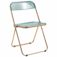 LeisureMod LFG19G Lawrence Acrylic Folding Chair With Gold Metal Frame