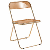 LeisureMod LFG19OR Lawrence Acrylic Folding Chair With Gold Metal Frame