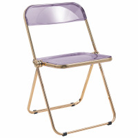 LeisureMod LFG19PU Lawrence Acrylic Folding Chair With Gold Metal Frame