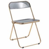 LeisureMod LFG19TBL Lawrence Acrylic Folding Chair With Gold Metal Frame