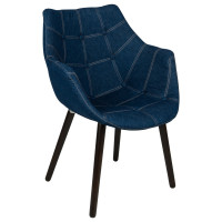 LeisureMod MA23DBU Milburn Tufted Denim Lounge Chair