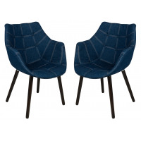 LeisureMod MA23DBU2 Milburn Tufted Denim Lounge Chair, Set of 2