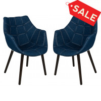 LeisureMod MA23DBU2 Milburn Tufted Denim Lounge Chair, Set of 2