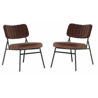 LeisureMod MA29BR2 Marilane Velvet Accent Chair With Metal Frame Set of 2