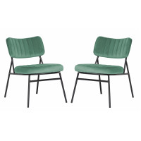 LeisureMod MA29BU2 Marilane Velvet Accent Chair With Metal Frame Set of 2