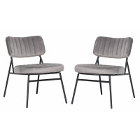 LeisureMod MA29GR2 Marilane Velvet Accent Chair With Metal Frame Set of 2