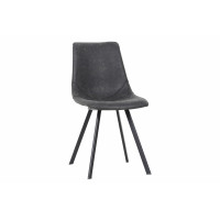 LeisureMod MC18BL Markley Modern Leather Dining Chair With Metal Legs