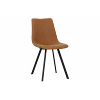 LeisureMod MC18BR Markley Modern Leather Dining Chair With Metal Legs