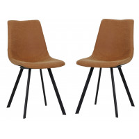 LeisureMod MC18BR2 Markley Modern Leather Dining Chair With Metal Legs Set of 2