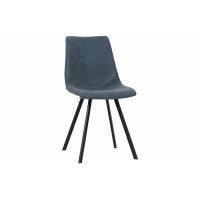 LeisureMod MC18BU Markley Modern Leather Dining Chair With Metal Legs