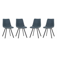 LeisureMod MC18BU4 Markley Modern Leather Dining Chair With Metal Legs Set of 4