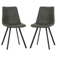 LeisureMod MC18G2 Markley Modern Leather Dining Chair With Metal Legs Set of 2