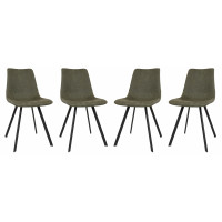 LeisureMod MC18G4 Markley Modern Leather Dining Chair With Metal Legs Set of 4