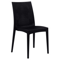 LeisureMod MC19BL Weave Mace Indoor/Outdoor Dining Chair (Armless)