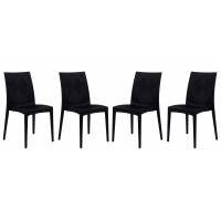 LeisureMod MC19BL4 Weave Mace Indoor/Outdoor Dining Chair (Armless), Set of 4